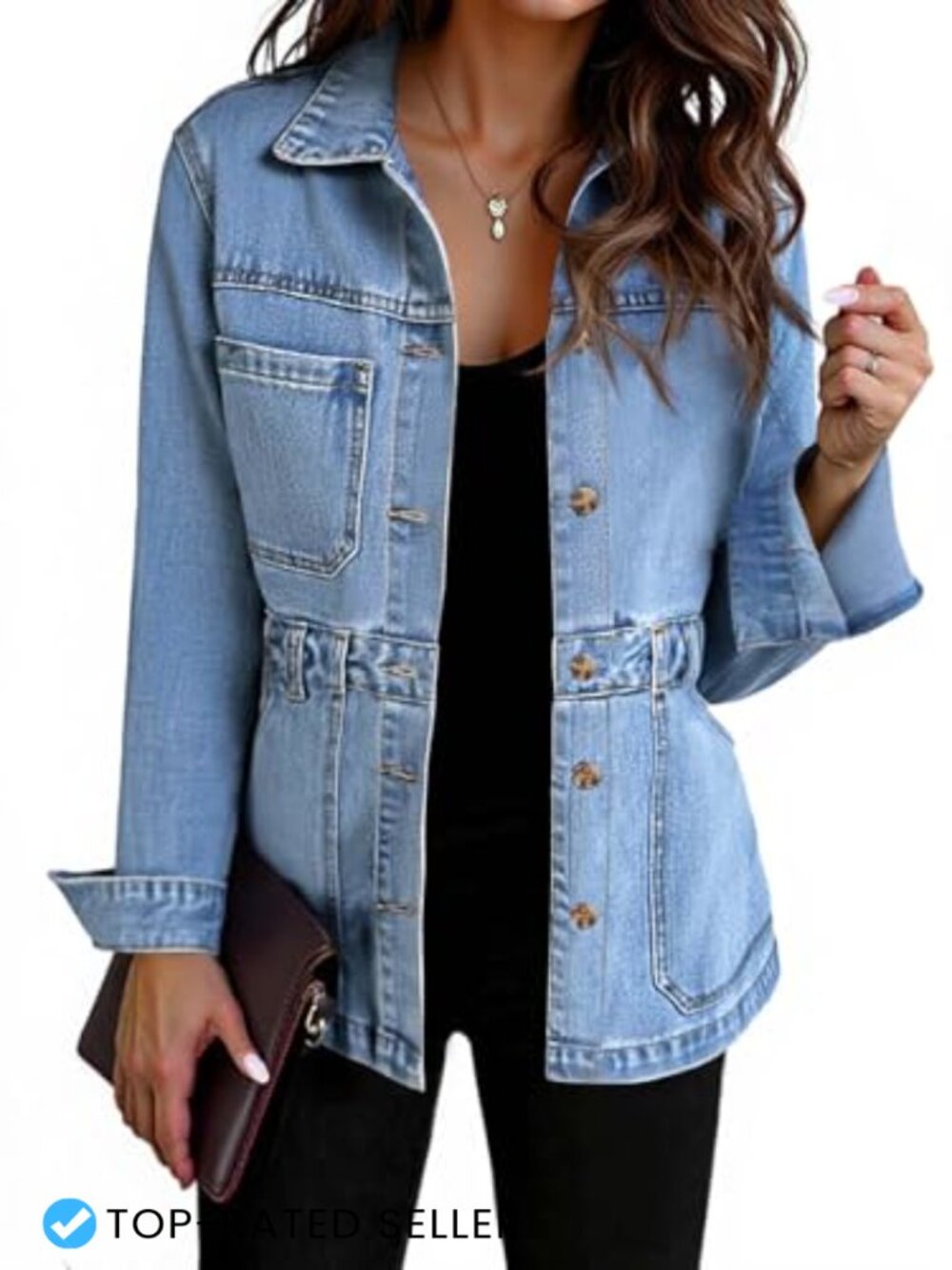 Oversized Distressed Denim Jacket for Women Long Jean Coat